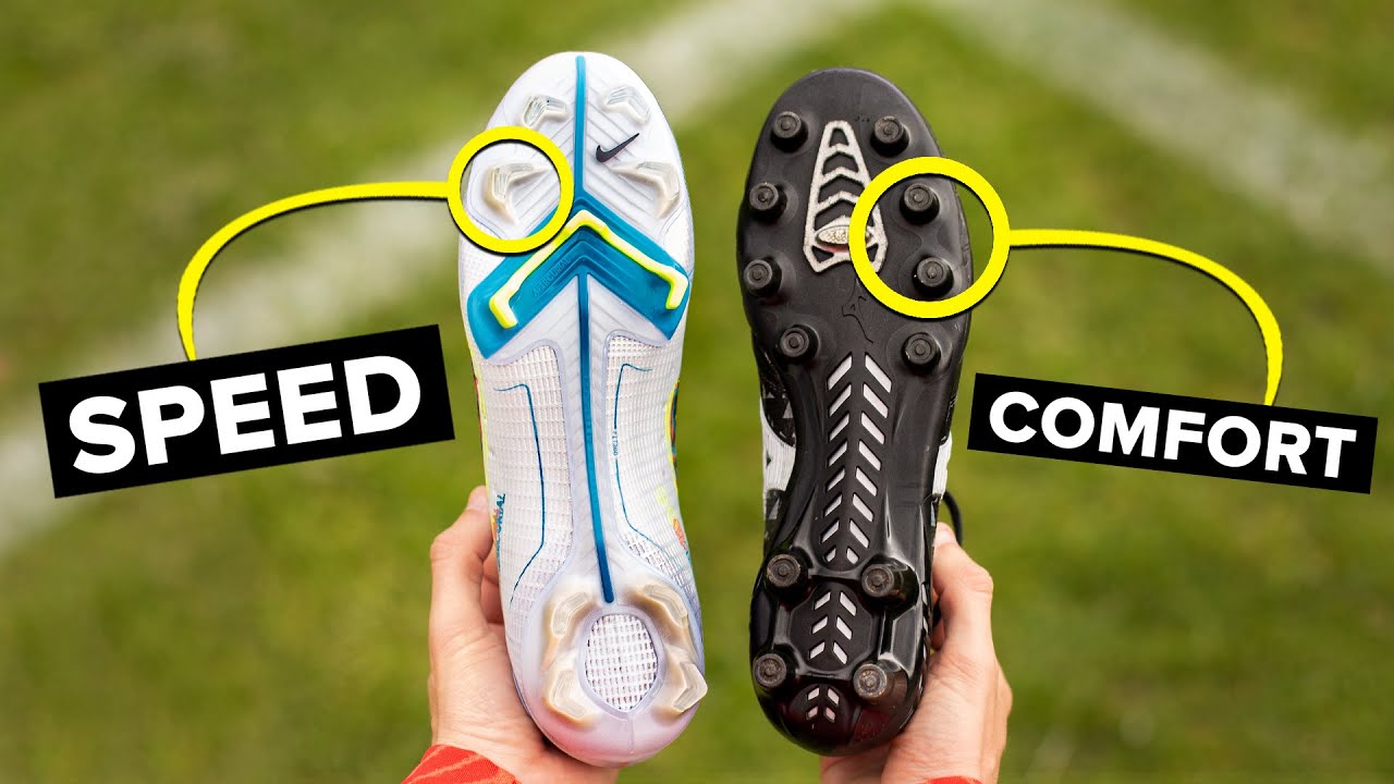 Football boots on turf